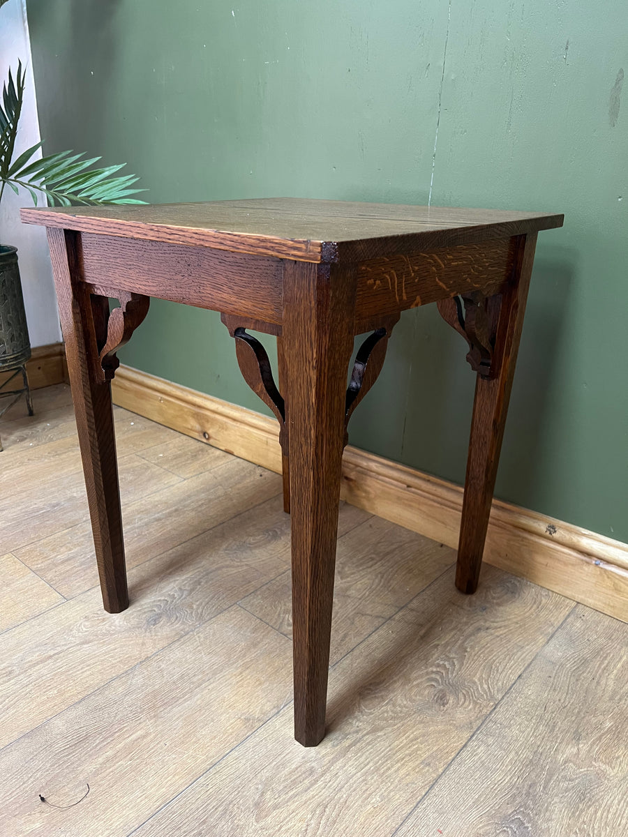 Small Antique Carved Oak Side Table (SKU78)