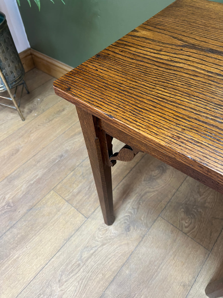 Small Antique Carved Oak Side Table (SKU78)