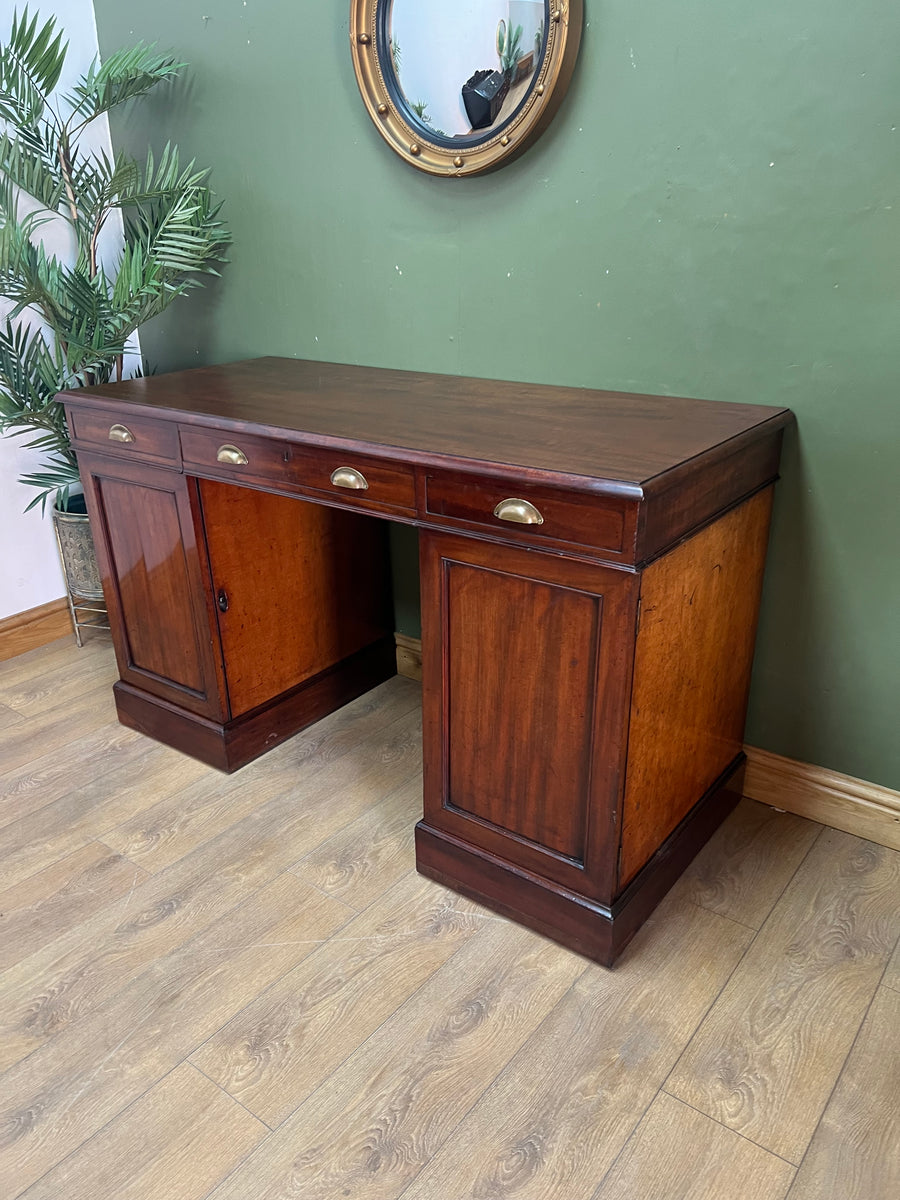 Antique Victorian Mahogany Twin Pedestal Desk (SKU132)