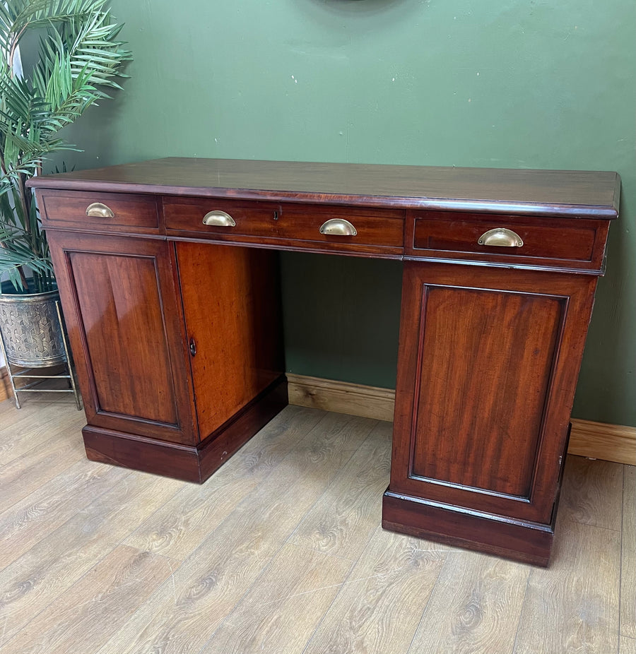 Antique Victorian Mahogany Twin Pedestal Desk (SKU132)