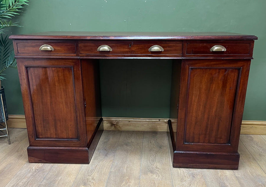 Antique Victorian Mahogany Twin Pedestal Desk (SKU132)