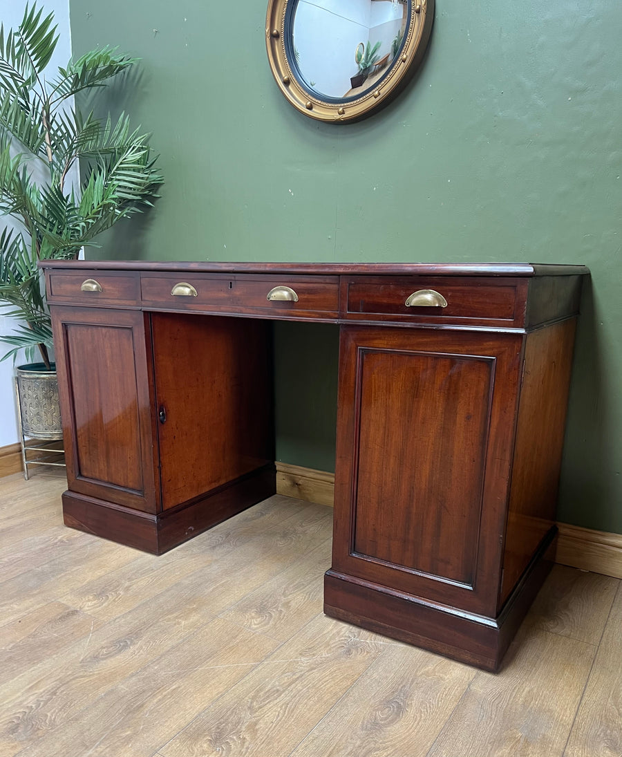 Antique Victorian Mahogany Twin Pedestal Desk (SKU132)