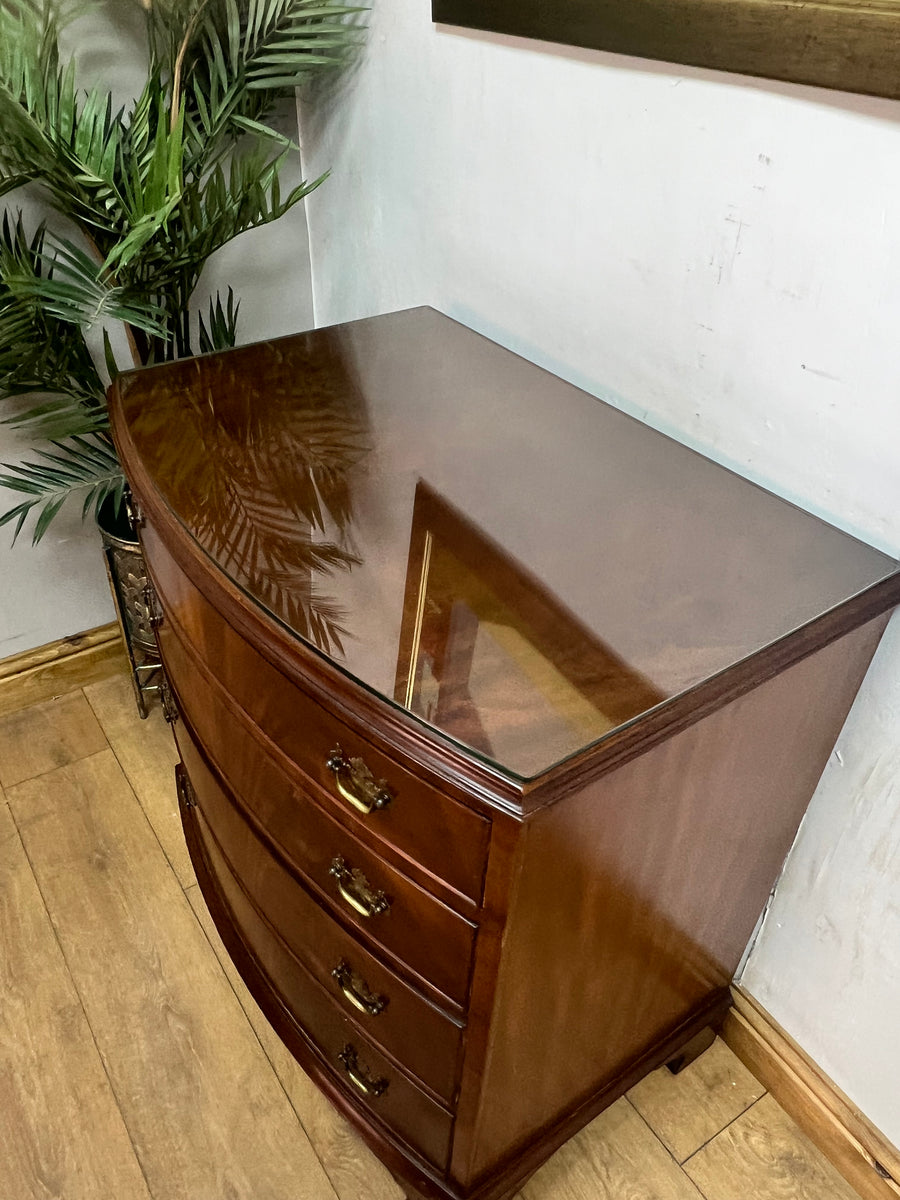Vintage Bow Fronted Mahogany Chest Drawers (SKU162)