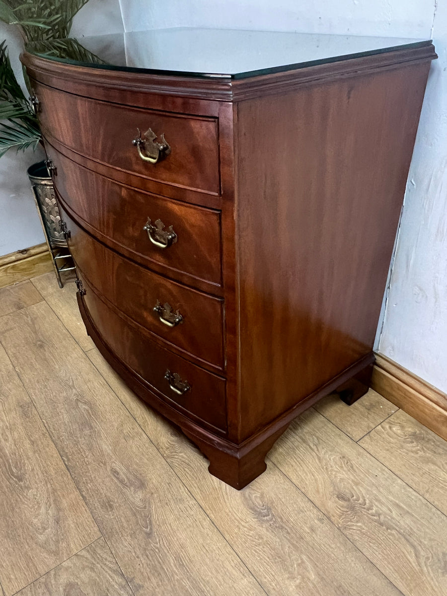 Vintage Bow Fronted Mahogany Chest Drawers (SKU162)