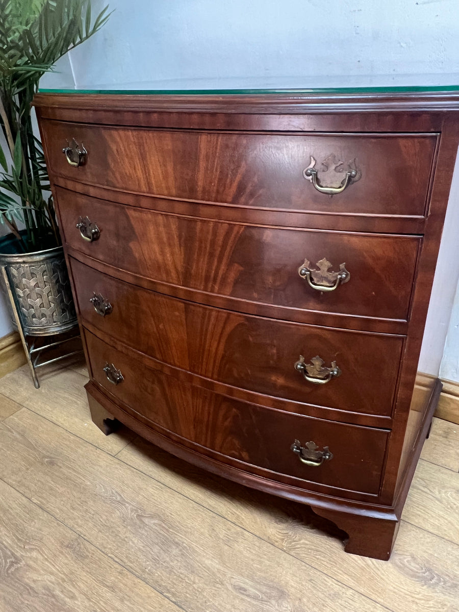 Vintage Bow Fronted Mahogany Chest Drawers (SKU162)