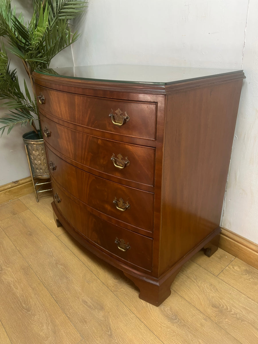 Vintage Bow Fronted Mahogany Chest Drawers (SKU162)