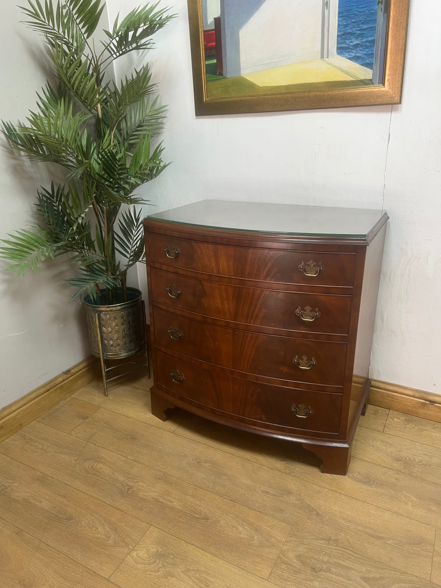 Vintage Bow Fronted Mahogany Chest Drawers (SKU162)