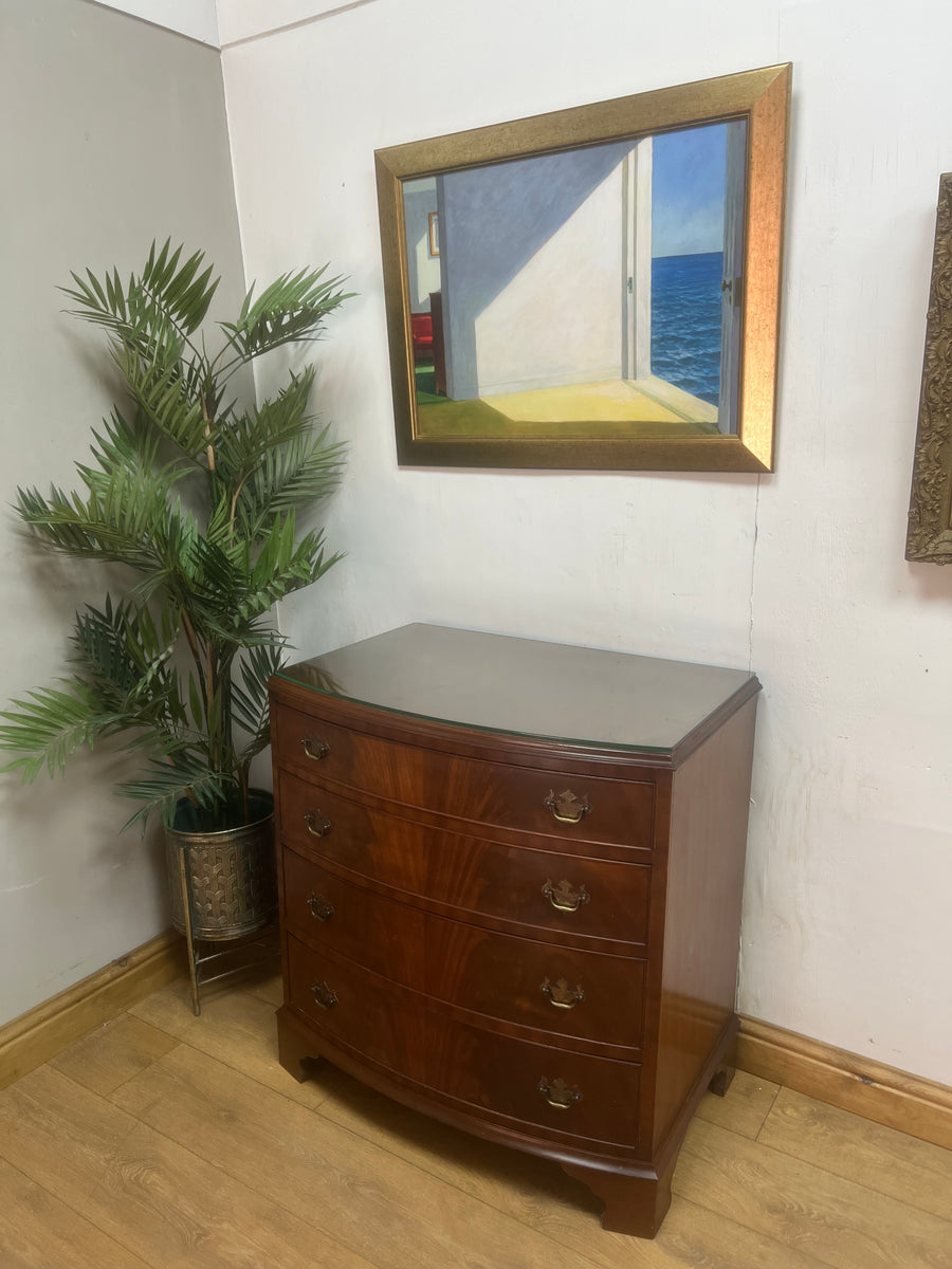 Vintage Bow Fronted Mahogany Chest Drawers (SKU162)