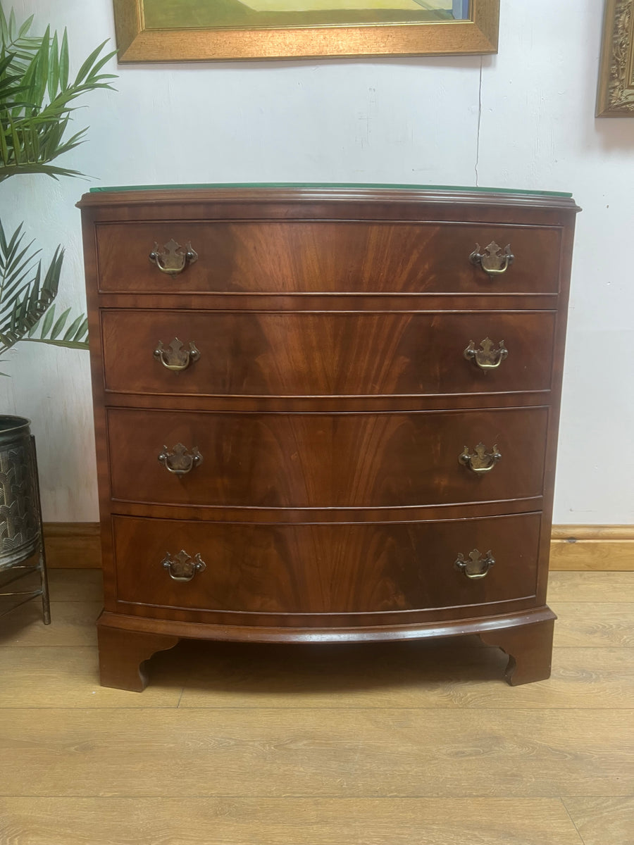 Vintage Bow Fronted Mahogany Chest Drawers (SKU162)