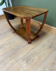 Art Deco Oak 2 Tier Side Table With Bow Stretcher Legs (SKU91)