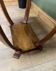 Art Deco Oak 2 Tier Side Table With Bow Stretcher Legs (SKU91)