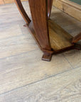 Art Deco Oak 2 Tier Side Table With Bow Stretcher Legs (SKU91)
