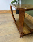 Art Deco Oak 2 Tier Side Table With Bow Stretcher Legs (SKU91)