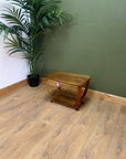 Art Deco Oak 2 Tier Side Table With Bow Stretcher Legs (SKU91)