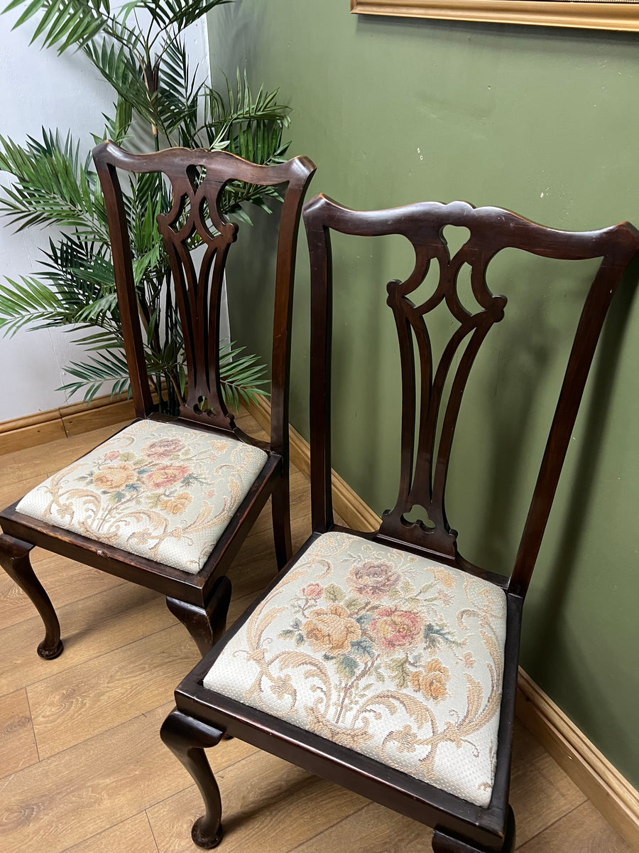 Pair Antique Chippendale Style Chairs (SKU54)