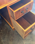 Yew Wood Leather Top Twin Pedestal Desk With Key (SKU126)