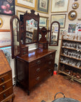 Edwardian Mahogany Triple Mirror Dressing Table (SKU157)