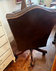 Chesterfield Desk Armchair Brown Leather Adjustable Height (SKU127)