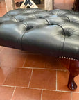 Black Leather Chesterfield Foot Stool (SKU063)