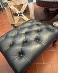 Black Leather Chesterfield Foot Stool (SKU063)