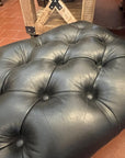 Black Leather Chesterfield Foot Stool (SKU063)