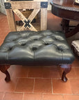 Black Leather Chesterfield Foot Stool (SKU063)