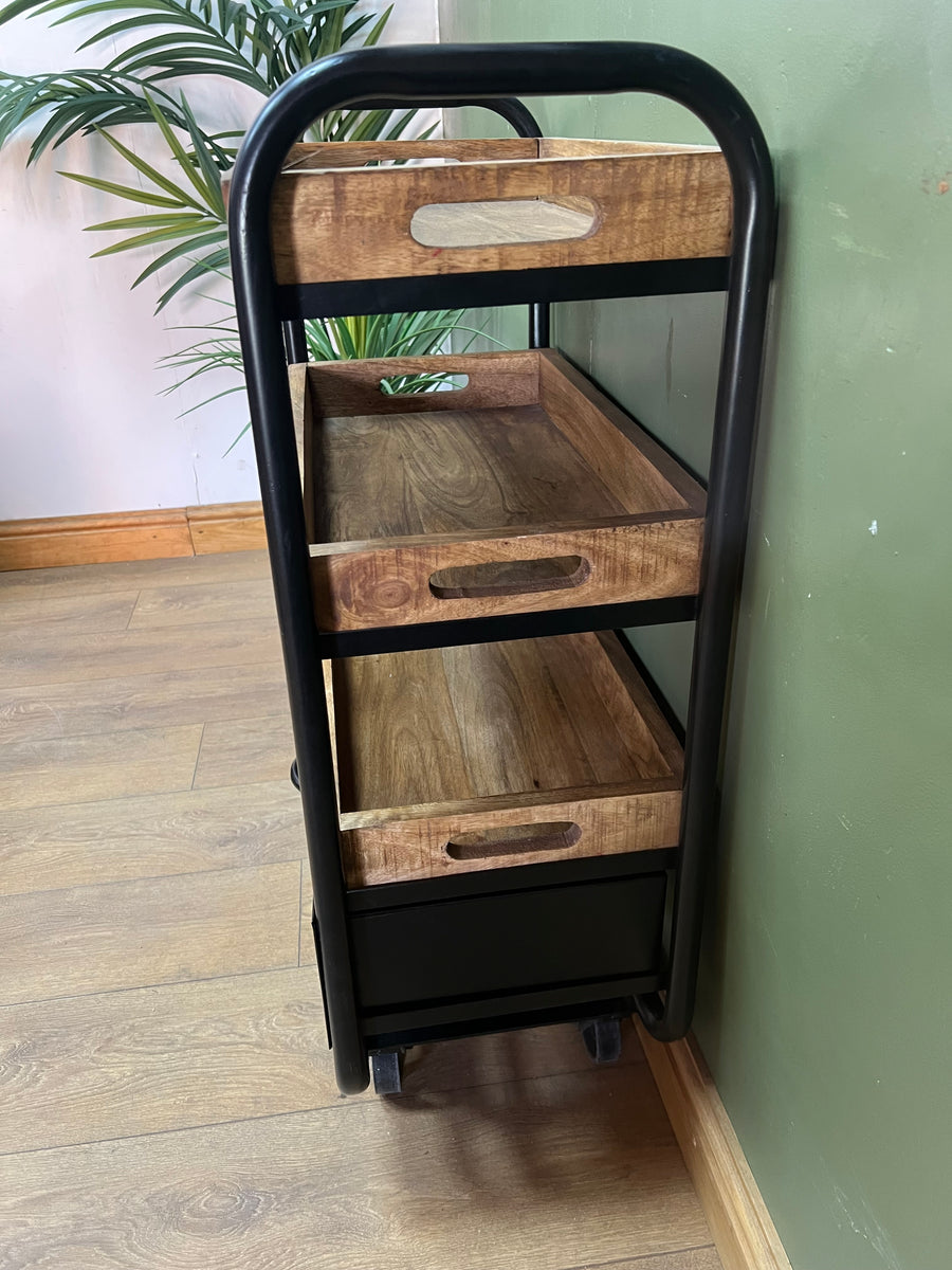 Industrial Style 3 Tier Drinks Trolley On Wheels (SKU76)