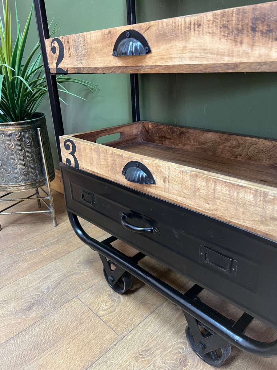 Industrial Style 3 Tier Drinks Trolley On Wheels (SKU76)