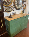 Vintage Priory Style Wooden Sideboard Painted Green (SKU028)
