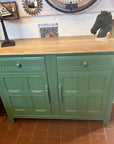 Vintage Priory Style Wooden Sideboard Painted Green (SKU028)