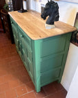 Vintage Priory Style Wooden Sideboard Painted Green (SKU028)