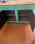 Vintage Priory Style Wooden Sideboard Painted Green (SKU028)