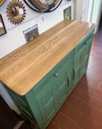 Vintage Priory Style Wooden Sideboard Painted Green (SKU028)