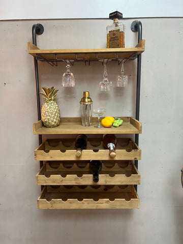 Industrial Style Wall Hanging Wine Unit (SKU244)