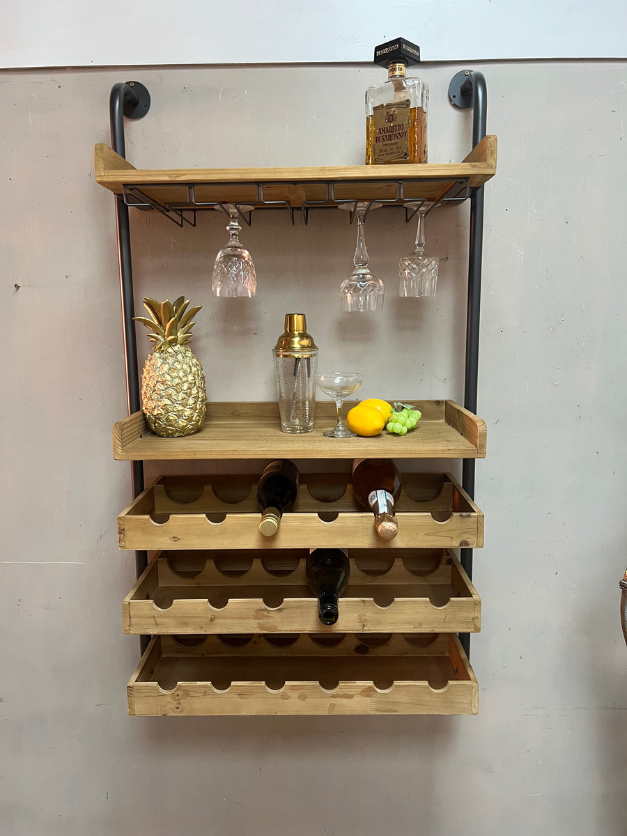 Industrial Style Wall Hanging Wine Unit (SKU244)
