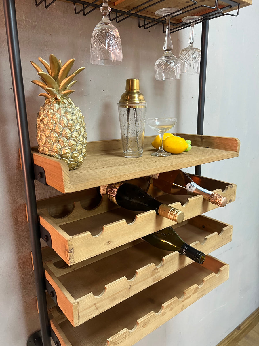 Industrial Style Wall Hanging Wine Unit (SKU244)