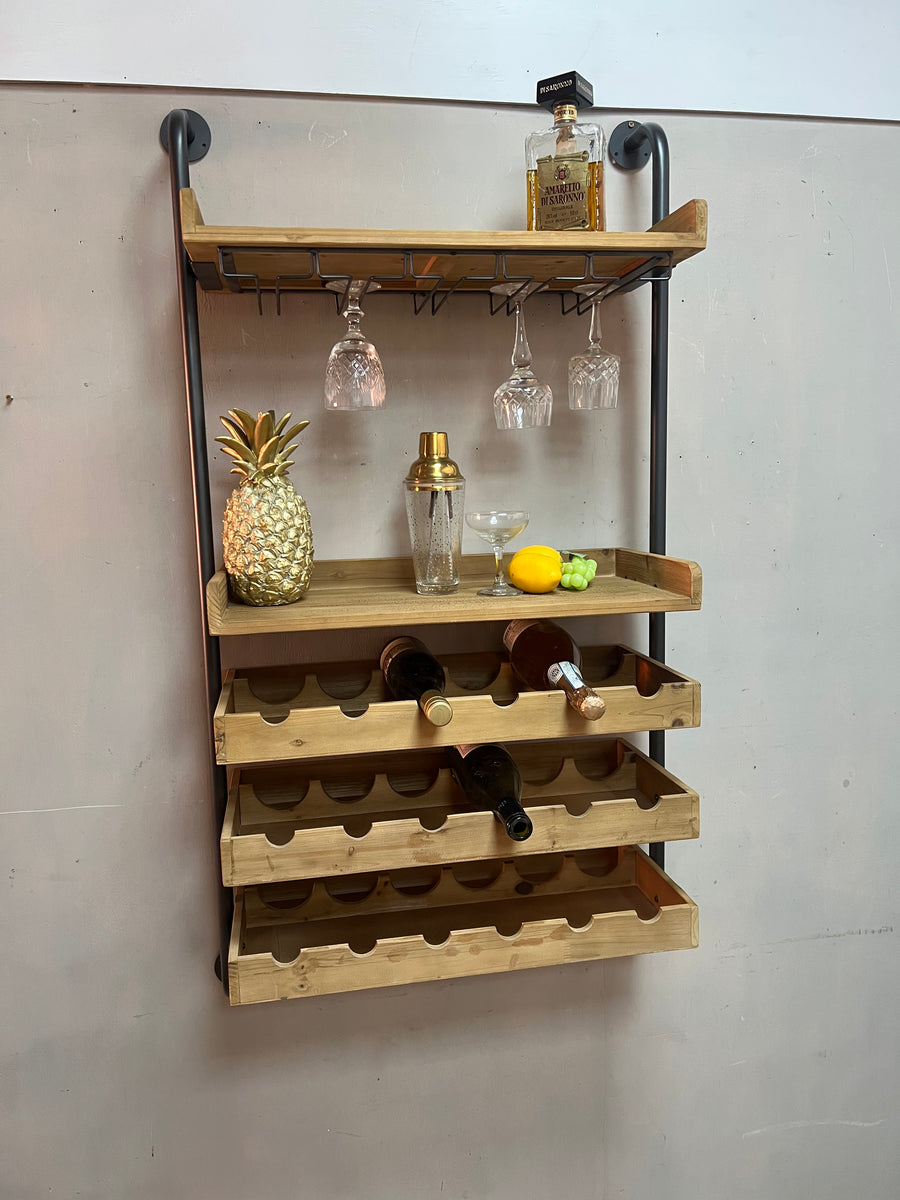Industrial Style Wall Hanging Wine Unit (SKU244)