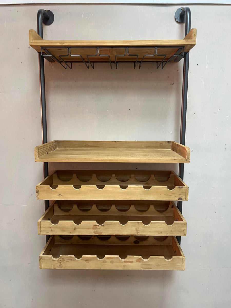 Industrial Style Wall Hanging Wine Unit (SKU244)