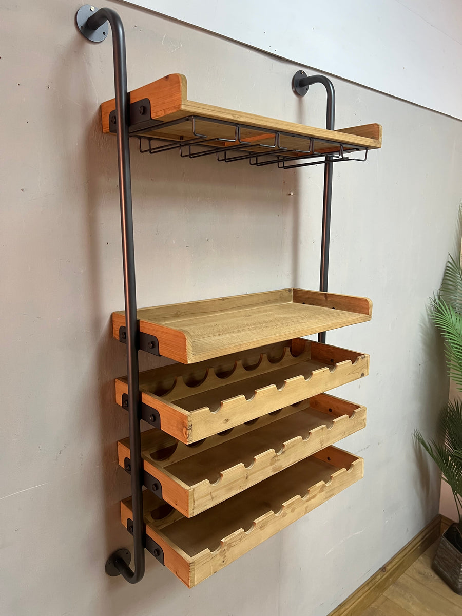 Industrial Style Wall Hanging Wine Unit (SKU244)