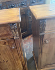 Pair Antique Pine Tall French Night Stands (SKU157)