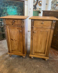 Pair Antique Pine Tall French Night Stands (SKU157)