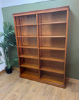 Tall Double Bay Yew Wood Vintage Bookcase (SKU134)