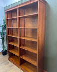 Tall Double Bay Yew Wood Vintage Bookcase (SKU134)