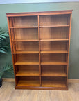 Tall Double Bay Yew Wood Vintage Bookcase (SKU134)