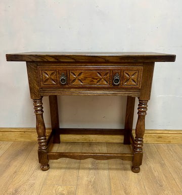 Carved Oak Console Table With 1 Drawer (SKU86)
