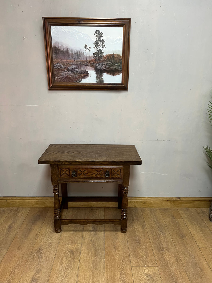Carved Oak Console Table With 1 Drawer (SKU86)