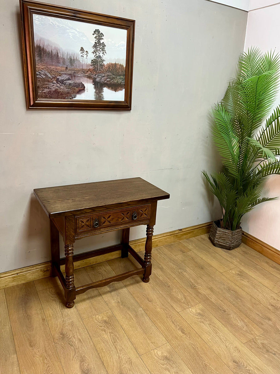 Carved Oak Console Table With 1 Drawer (SKU86)