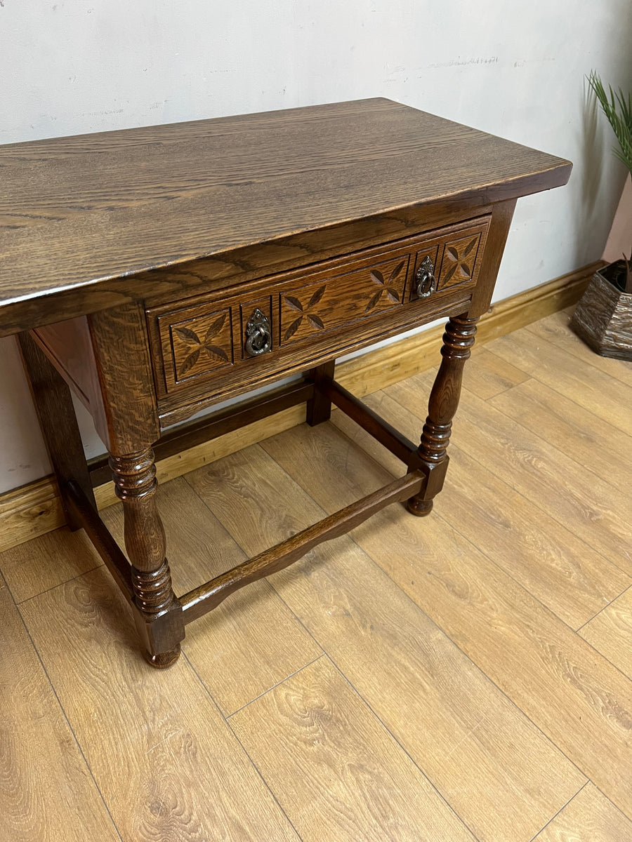 Carved Oak Console Table With 1 Drawer (SKU86)