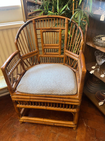 Vintage Bamboo Cane Brighton Pavilion Style Armchair With Removable Cushion (SKU251)