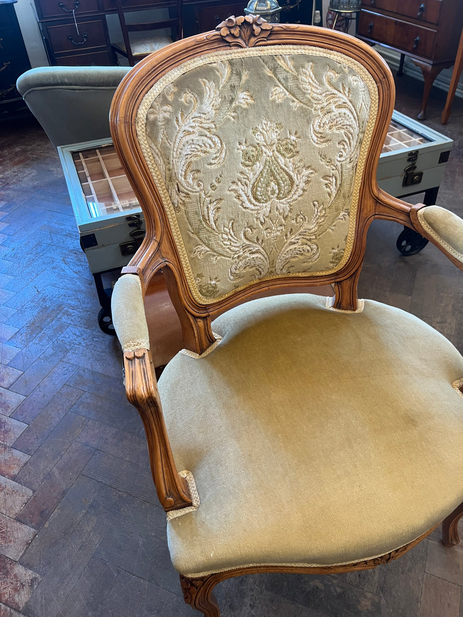 Vintage French Style Carved Ornate Armchair (SKU254)